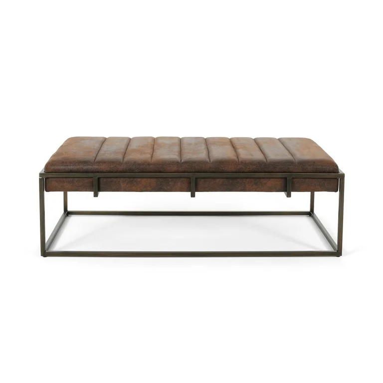 49" Brown and Gold Hand Crafted Rectangular Ottoman Bench | Walmart (US)