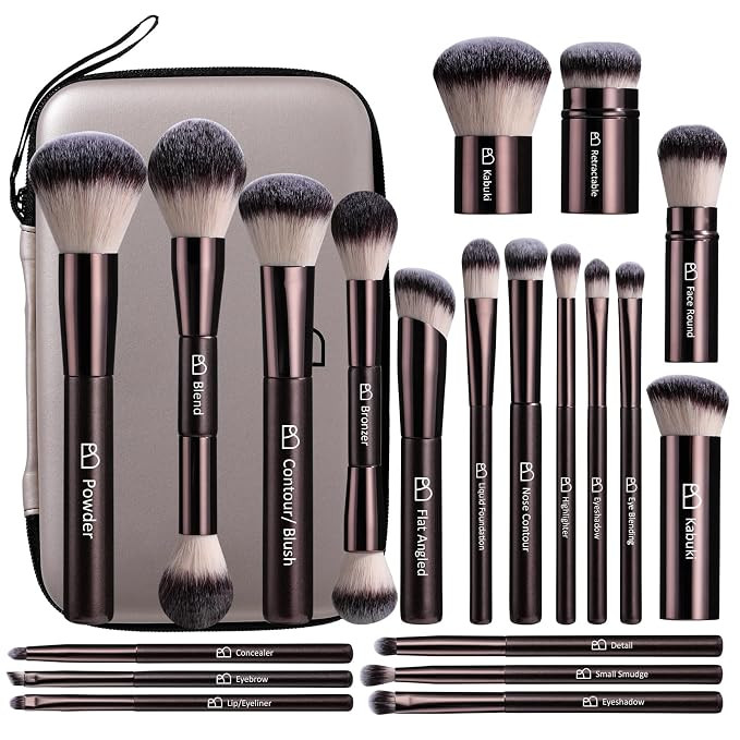 Professional Makeup Brush Set BS-MALL with Travel Case, 20PCS Synthetic Makeup Brushes for Founda... | Amazon (US)