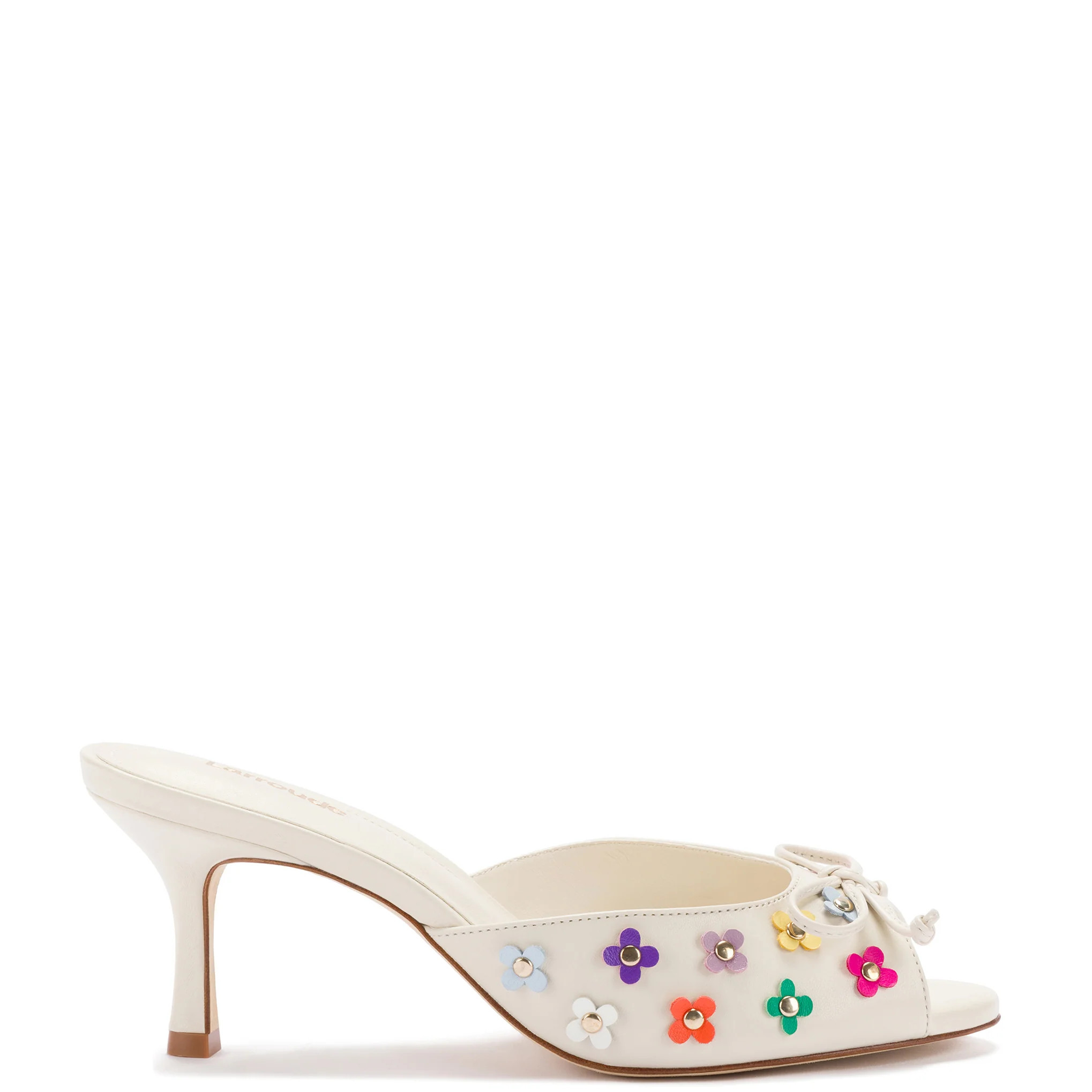Jasmine Mule In Ivory and Multicolor Leather | Larroude