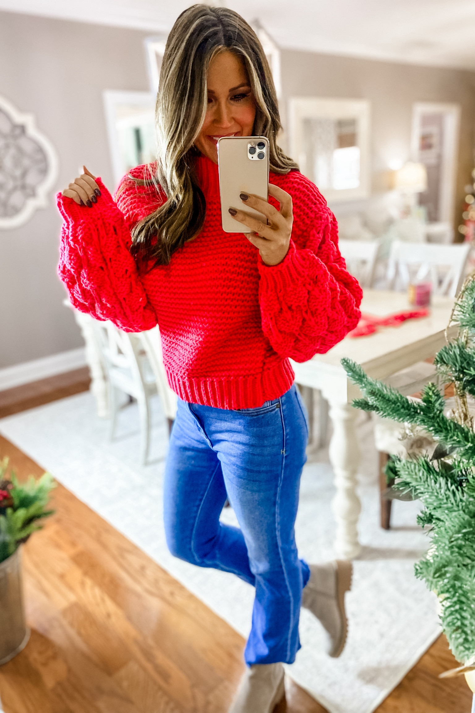 Sweater is just as beautiful in person. The sleeves are so cute 🥰 
Fit- tts wearing size small

#LTKfindsunder50 #LTKHoliday #LTKstyletip
