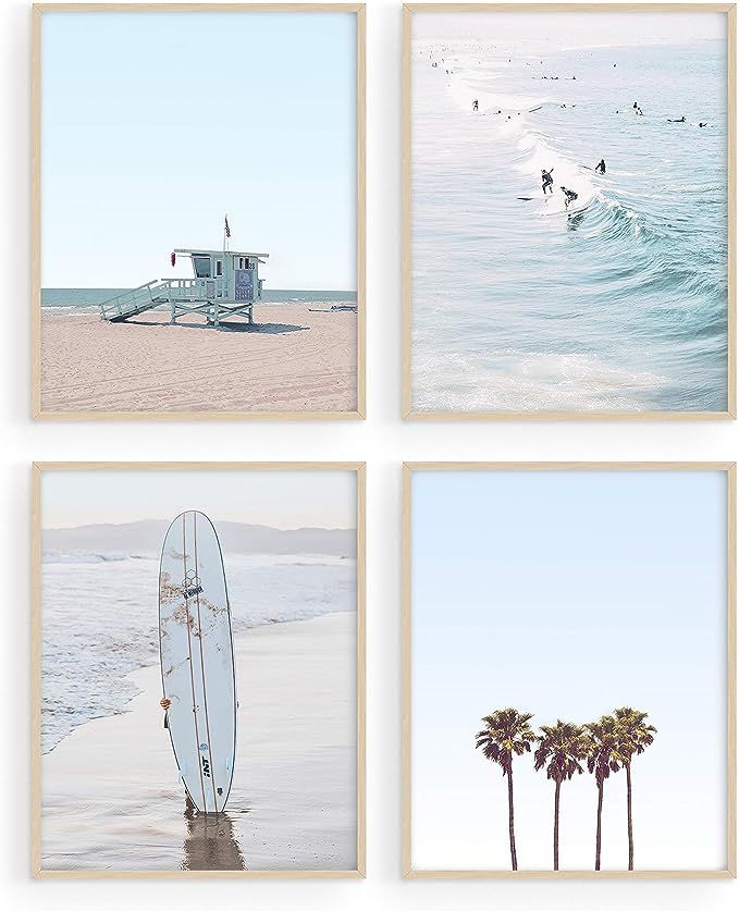 Haus and Hues Beach Wall Art Prints - Set of 4 Ocean Beach Decor Art Prints | Nautical Themed Bea... | Amazon (US)