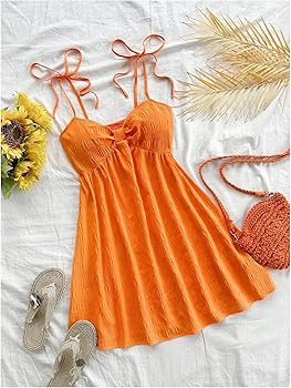 SOLY HUX Women's Summer Cami Sun Dress A Line Tie Shoulder Y2k Cute Casual Short Mini Beach Babyd... | Amazon (US)