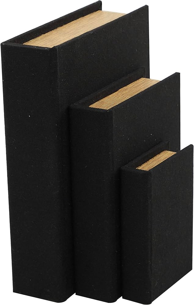 Deco 79 Linen Faux Book Box, Set of 3 12", 9", 6"H, Black | Amazon (US)