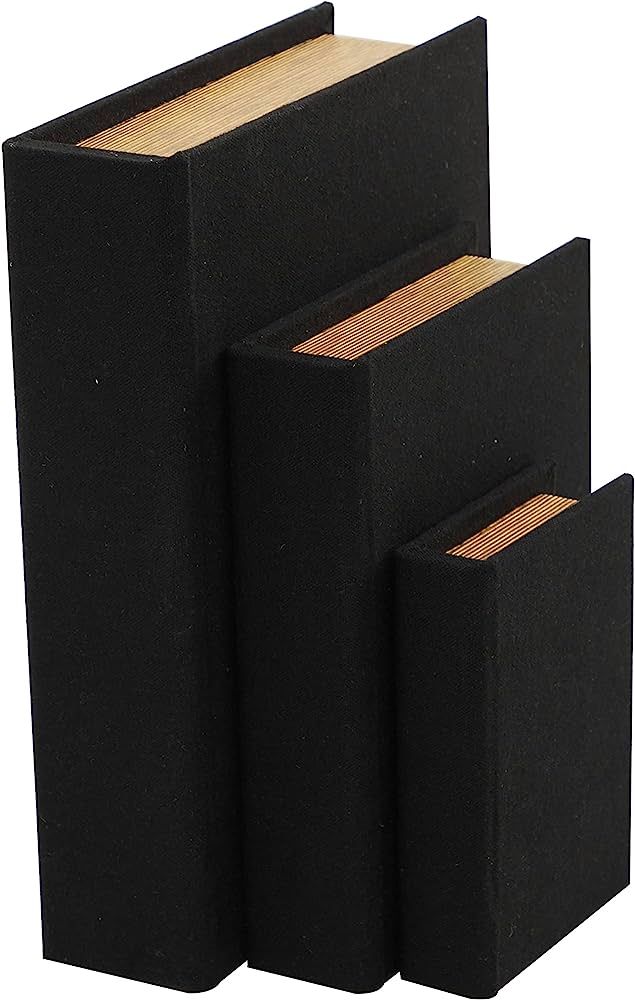 Deco 79 Linen Faux Book Box, Set of 3 12", 9", 6"H, Black | Amazon (US)