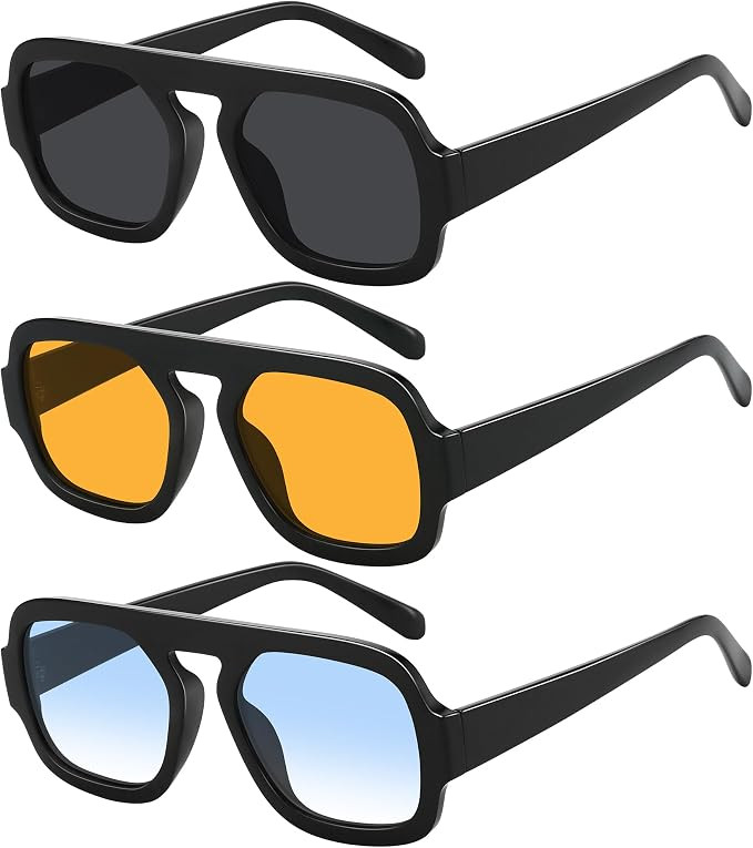 Square Aviator Sunglasses Womens - Trendy Sun Glasses for Women Men UV Protection Lightweight Com... | Amazon (US)