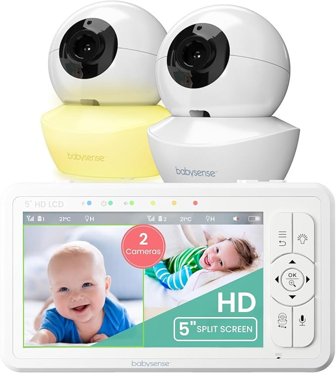 Babysense 5" HD Split-Screen Baby Monitor, Video Baby Monitor with 2 Cameras and Audio, Night Lig... | Amazon (US)