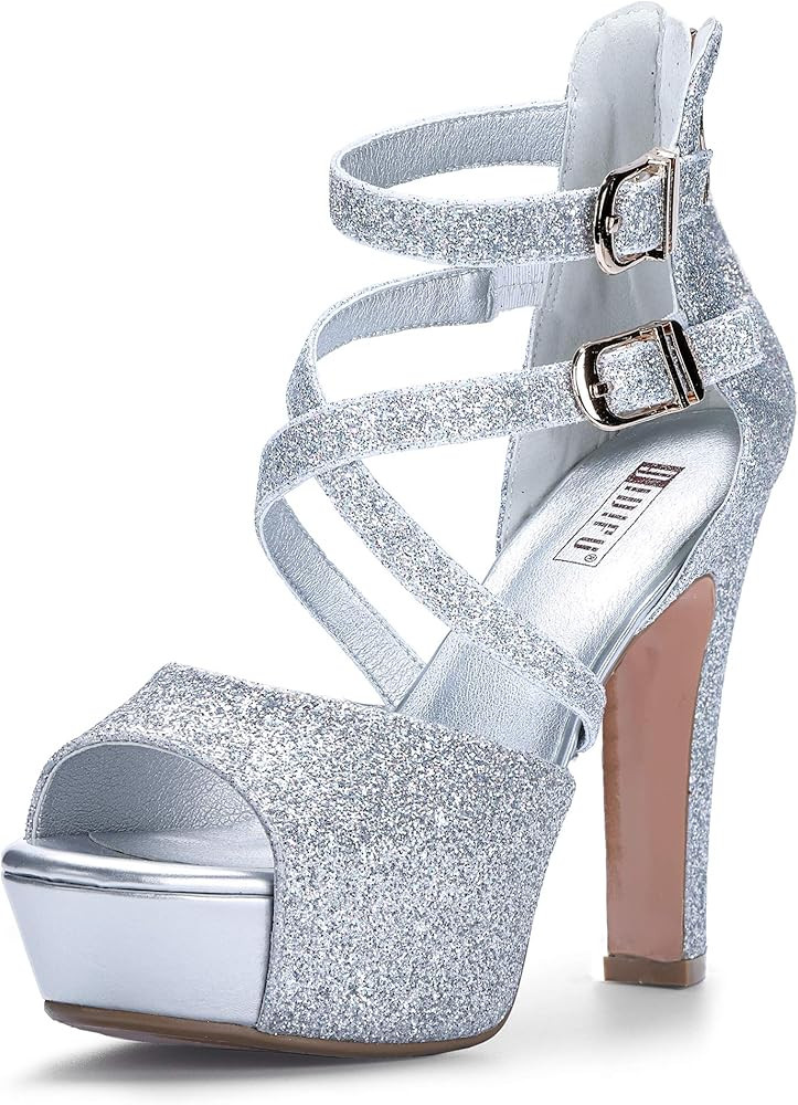IDIFU Women's IN5 Charcy Crisscross Strappy Platform High Chunky Heels Peep Toe Pump Party Heeled... | Amazon (US)