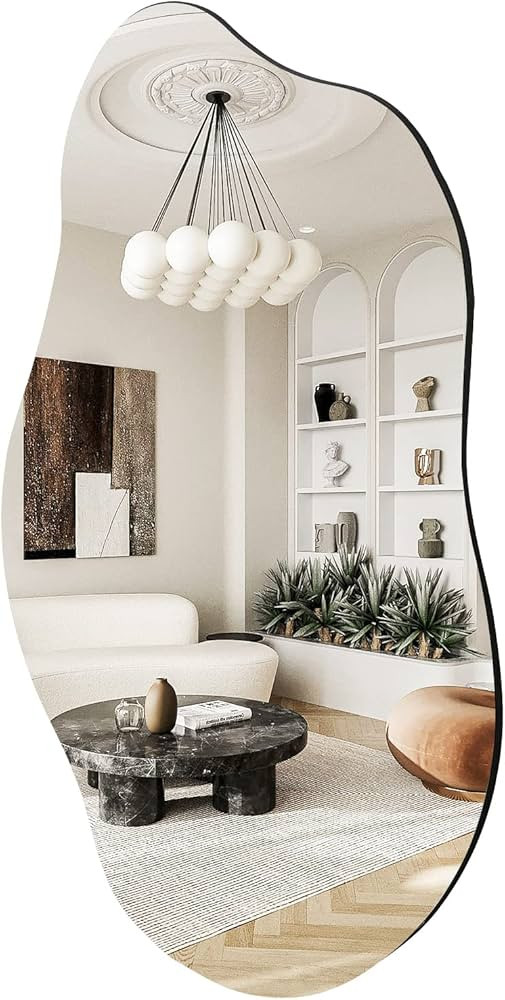 QDSSDECO Asymmetrical Wall Mounted Mirror, Wavy Mirror, Irregular Shaped for Living Room, Bedroom... | Amazon (US)