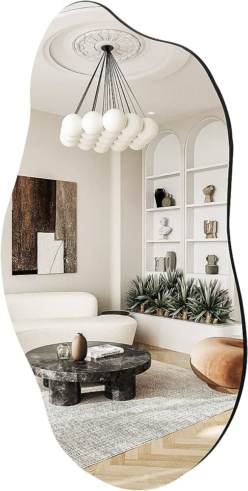 QDSSDECO Asymmetrical Wall Mounted Mirror, Wavy Mirror, Irregular Shaped for Living Room, Bedroom... | Amazon (US)