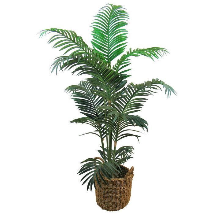 60" x 36" Artificial Areca Palm in Basket with Handles - LCG Florals | Target