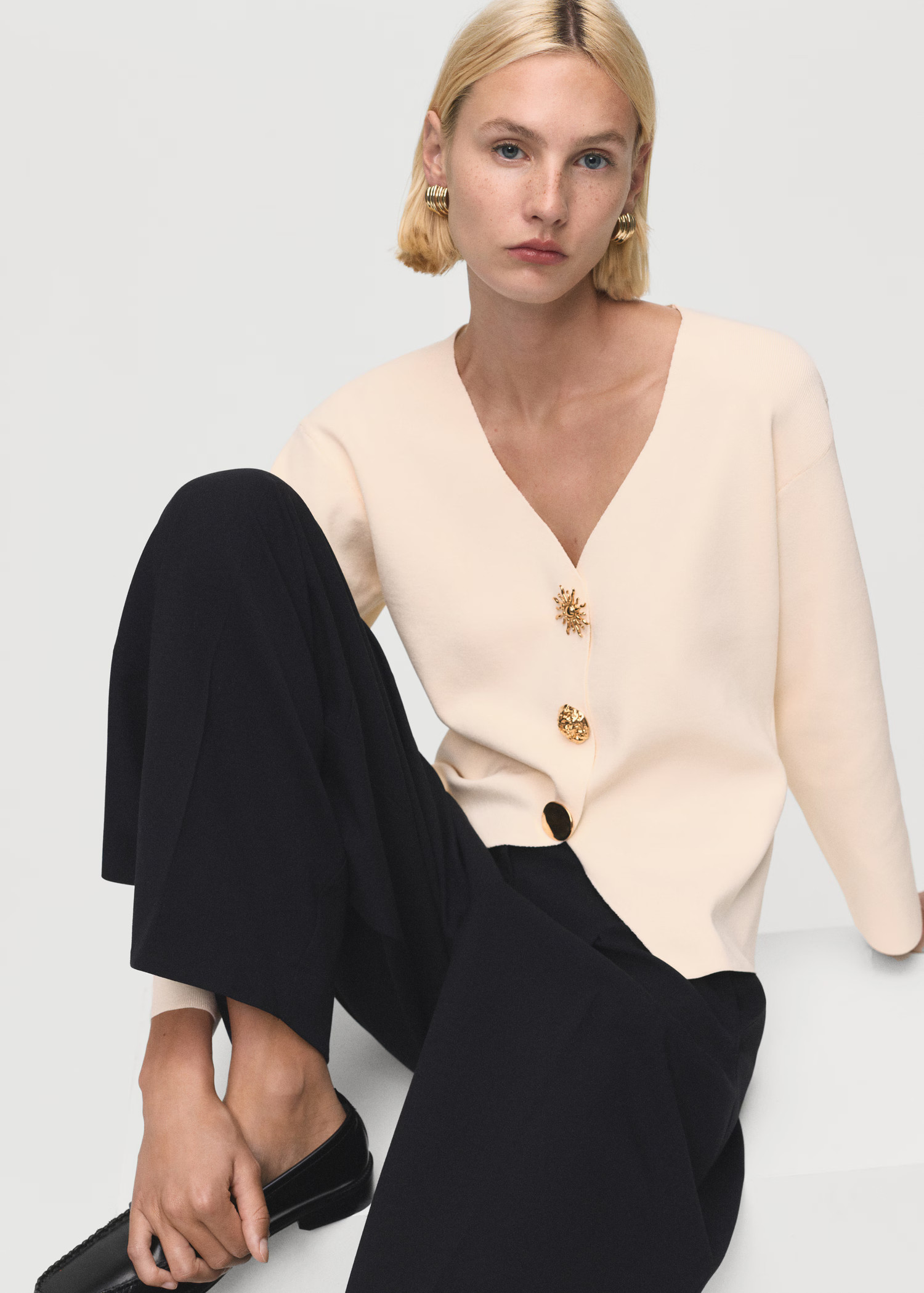 Knitted jacket with jewel buttons | MANGO (UK)