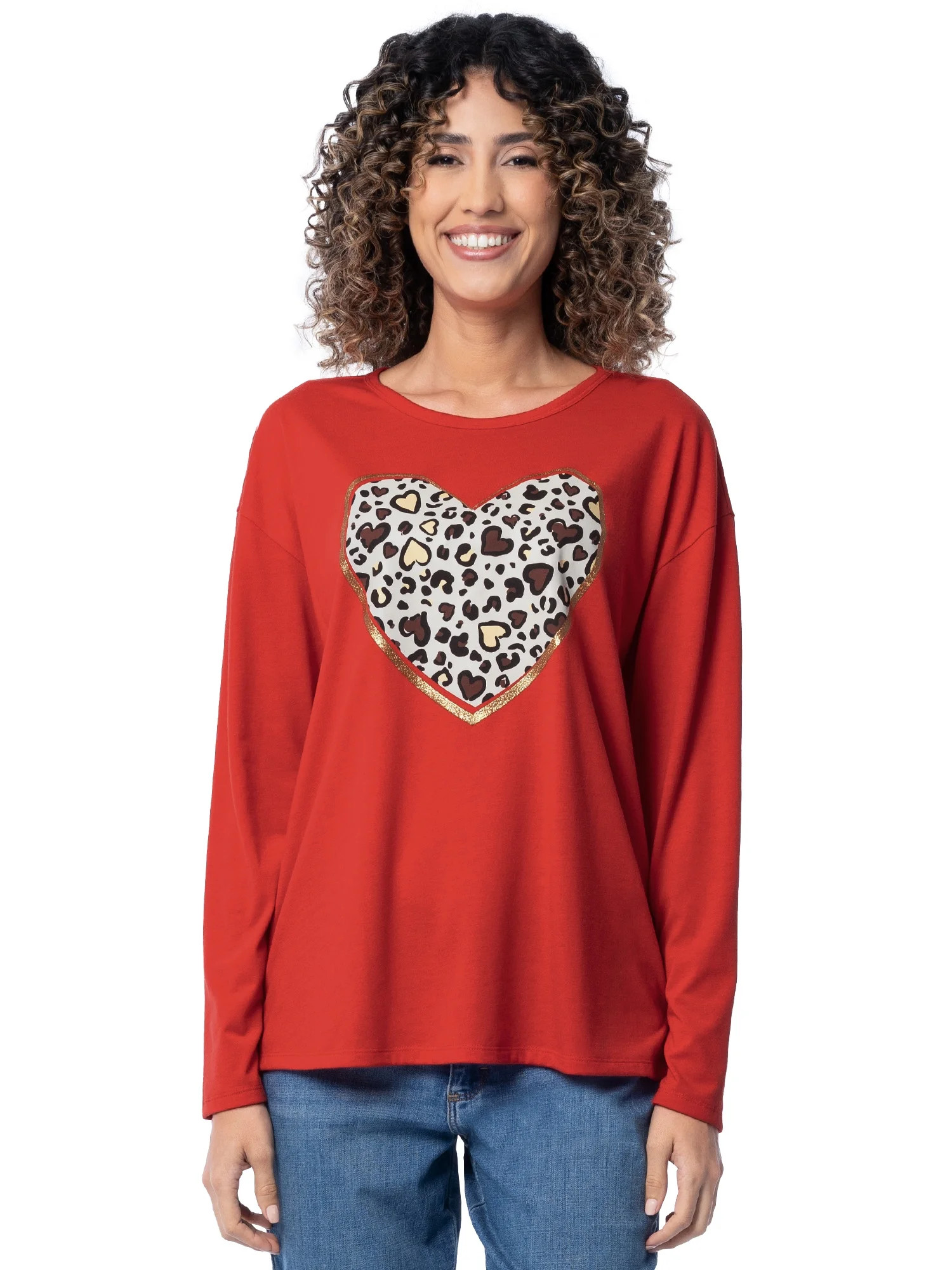 Valentine's Day Women’s Graphic Tee with Long Sleeves from Way To Celebrate, Sizes S to XXXL | Walmart (US)
