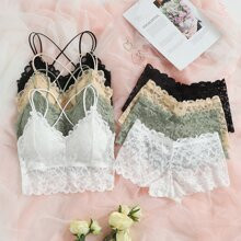 4sets Floral Lace Lingerie Set | SHEIN