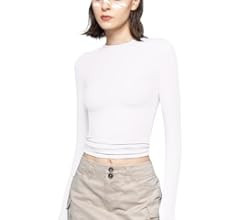 PUMIEY Women's Long Sleeve T Shirts Crew Neck Slim Fit Tops Sexy Basic Tee Smoke Cloud Pro Collec... | Amazon (US)