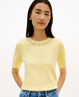 Women's Ribbed Bling T-Shirt | Macy's