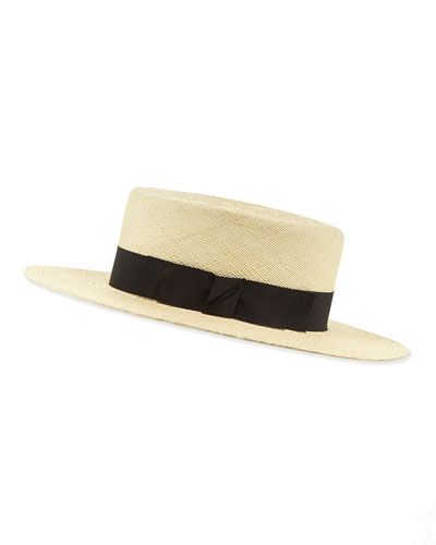 The Gloria Straw Boater Hat, Natural | Bergdorf Goodman