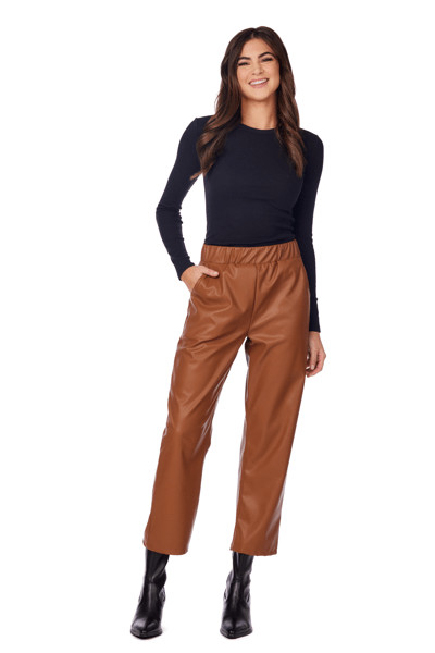 Mud Pie Ballard Leather Pants in Brown, Size Large | 100% Polyester | Mud Pie