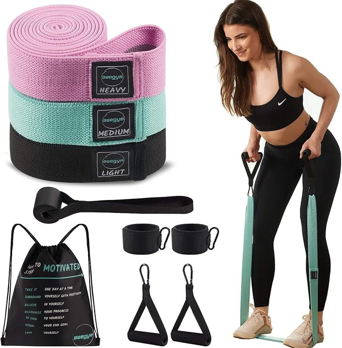 Awegym Long Fabric Resistance Bands, Long Bands for Working Out, Full Body Resistance Bands Set, ... | Amazon (US)