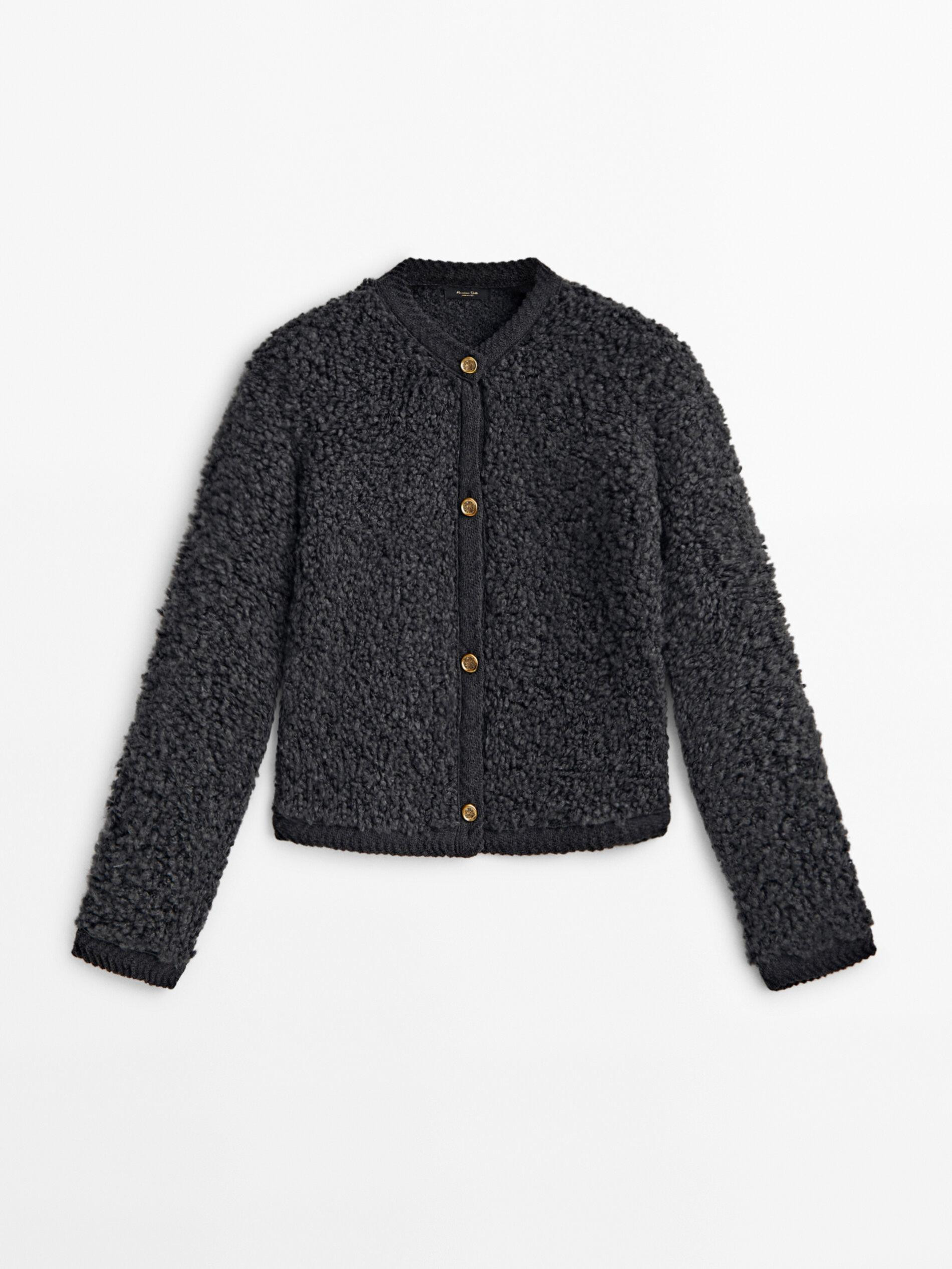 Bouclé knit cardigan with buttons | Massimo Dutti US