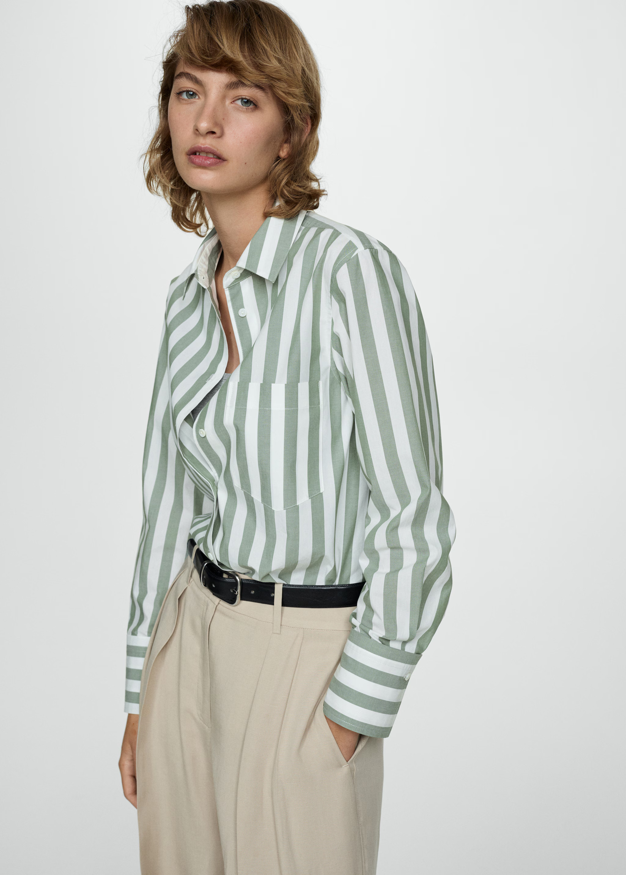 100% cotton striped shirt - Woman | MANGO United Kingdom | MANGO (UK)