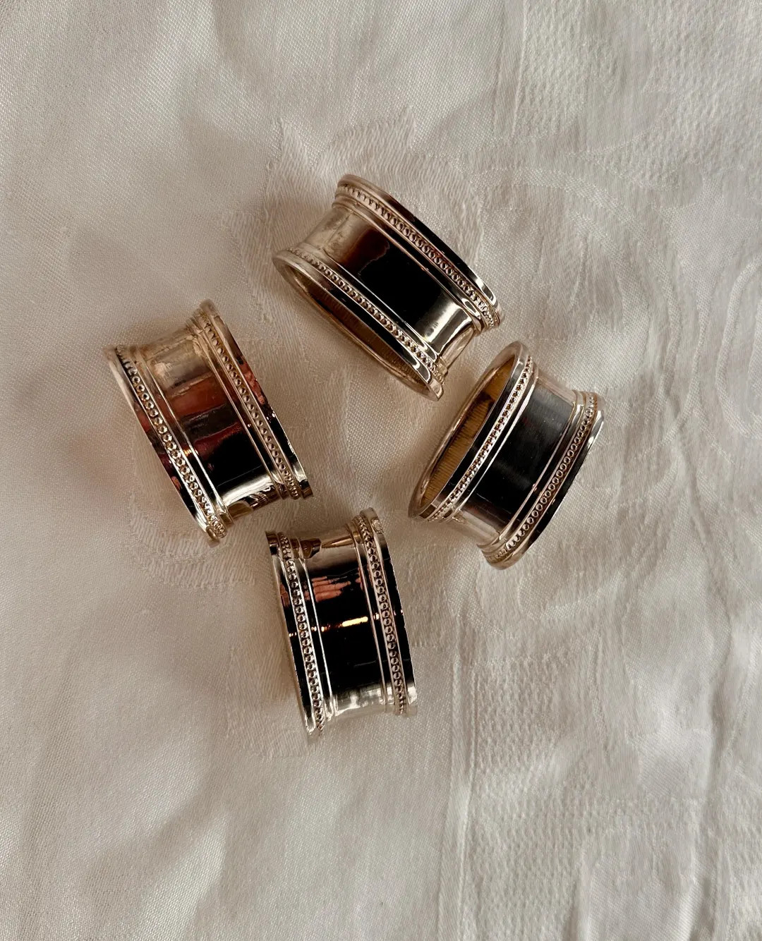 Vintage Silver-plated Beaded Napkin Rings - Set of 4 - Hong Kong - Etsy | Etsy (US)