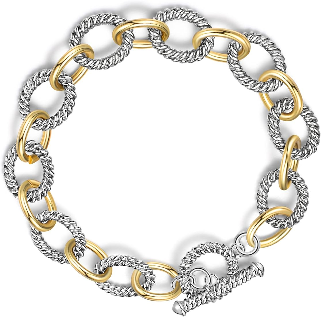 Aprilery Wire Cable Bracelet for Women and Girls Circle Bangle Rolo Chain Link Bracelets Designer... | Amazon (US)