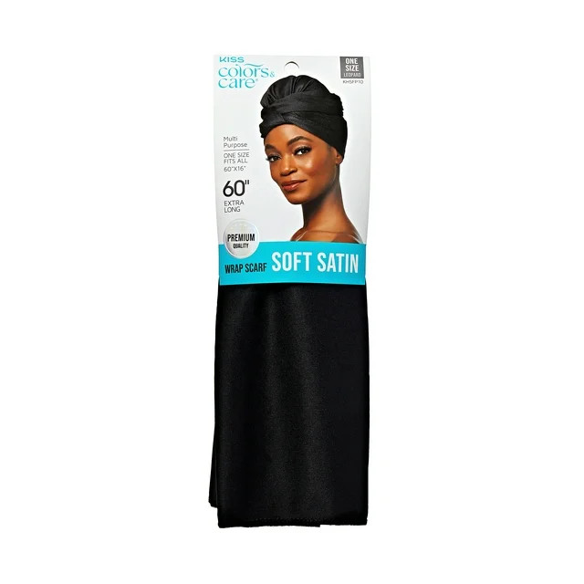 KISS Colors & Care Satin Hair Wrap Scarf 60" Extra Long, Black | Walmart (US)