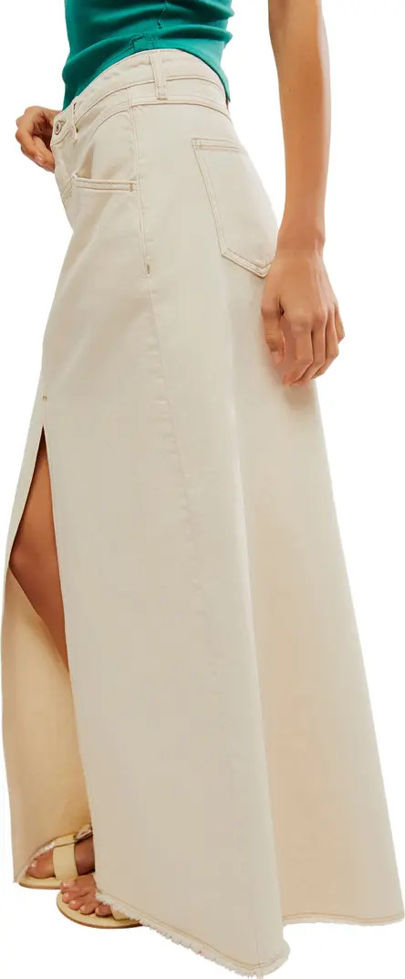 Free People Come as You Are Frayed Hem Denim Maxi Skirt | Nordstromrack | Nordstrom Rack