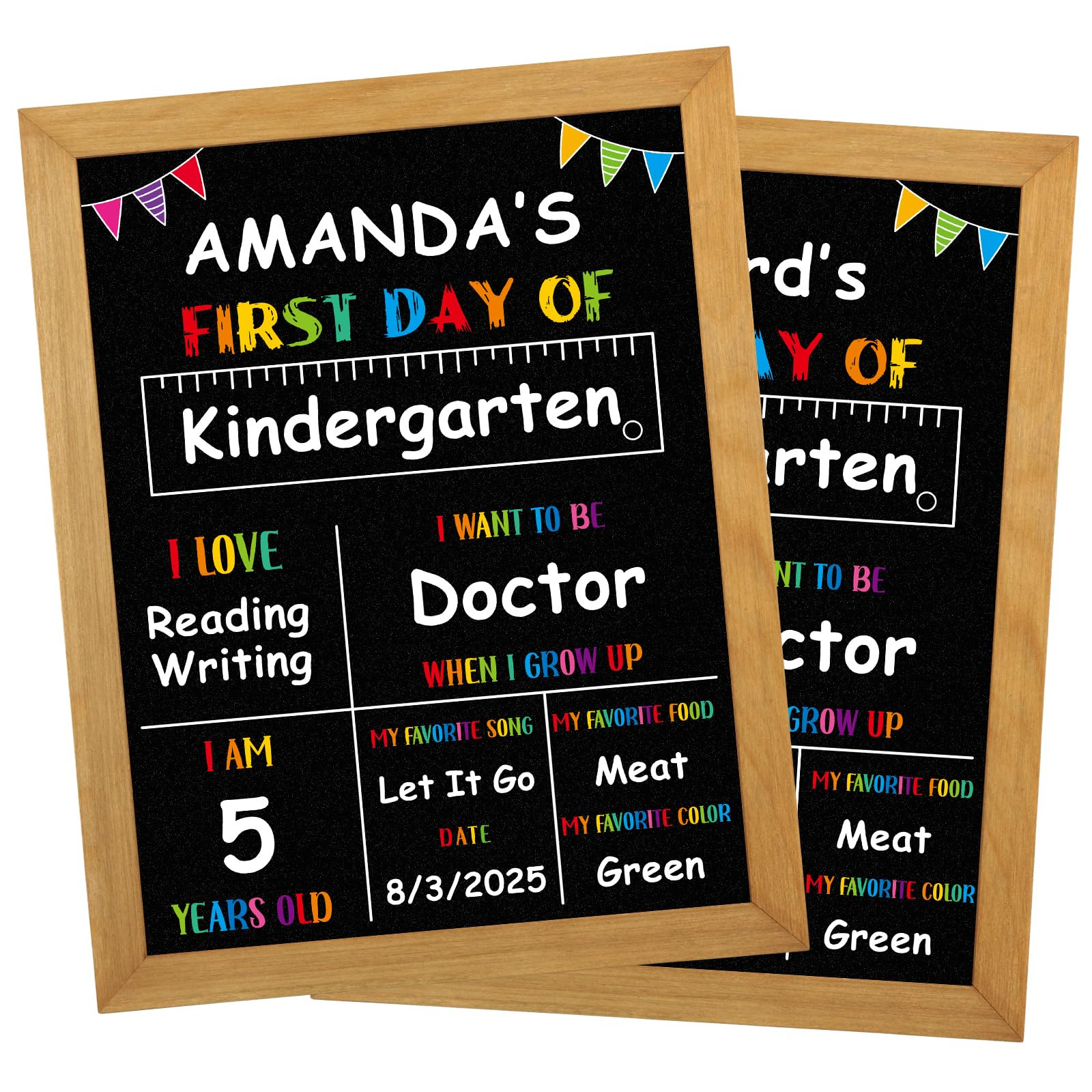 PETCEE First Day of School Sign - Wood Frame Double Sided Back to School Chalkboard Reusable Eras... | Amazon (US)