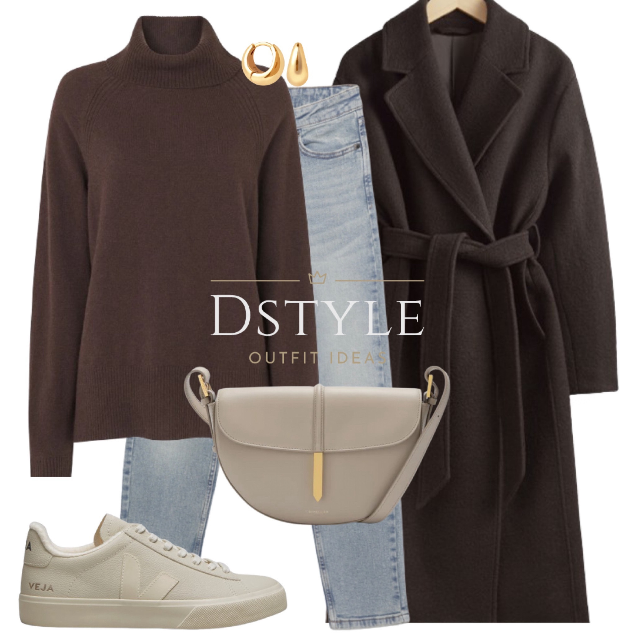 Elevated warmth: a brown cashmere roll neck, slim-fit mom jeans, a chic belted wool coat, and Veja Campo winter sneakers. 
#WinterFashion #CozyElegance #WinterOutfits

#LTKstyletip #LTKshoecrush #LTKfindsunder50