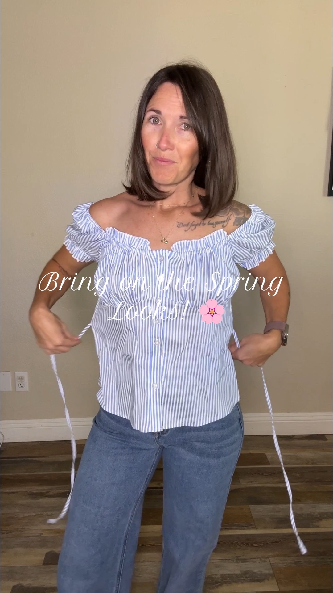 Winter is not my jam ❄️🙅‍♀️ so I’m already welcoming all the spring looks 🌸
This off-the-shoulder striped top is lightweight, comfy, and such an easy everyday piece. Paired with my go-to jeans and ready for sunshine.
Shop the look below ⬇️

#SpringStyle #EverydayOutfit
#MomStyle #MomOutfits #CasualChic #ComfyAndCute #EverydayFashion
#SpringLooks #SpringOutfits #WarmWeatherStyle #LayerlessLooks

#LTKgrwm #LTKootd #LTKPetite