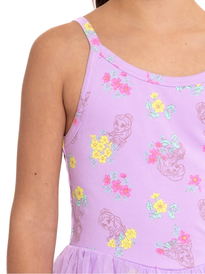 Disney Princess Girls Sleeveless Allover Print Tulle Romper, Sizes 4-12 | Walmart (US)