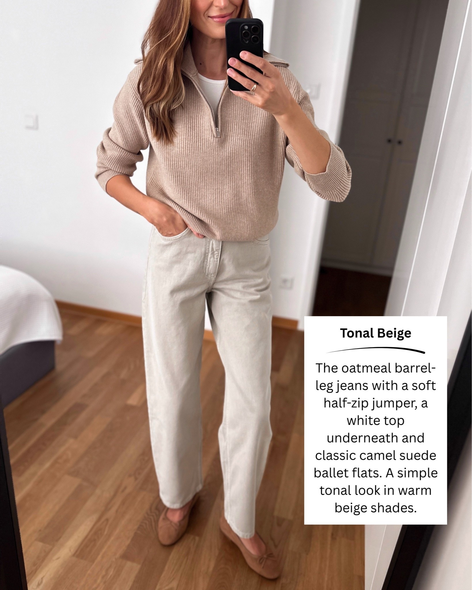 Tonal beige / Autumn look / Barrel Leg Jeans / Half-Zip Jumper 
___
@mango 
Jeans - size S/36 Eu
Jumper - size M

Shoes @Boden (UK) true to size 
___

#autumnoutfit #ad #outfitinspiration

#LTKstyletip #LTKautumn