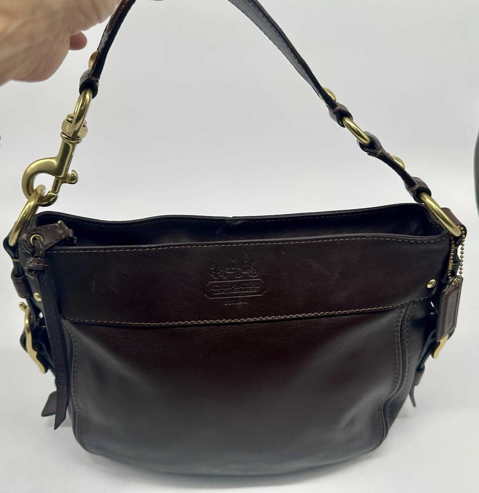 Coach BROWN leather Brooke Zoe Cory Hobo Baguette Shoulder Bag | eBay US