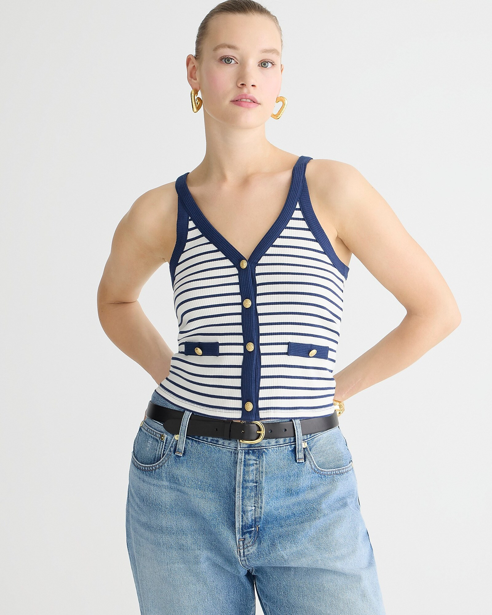 Vintage rib lady tank top in stripe | J. Crew US