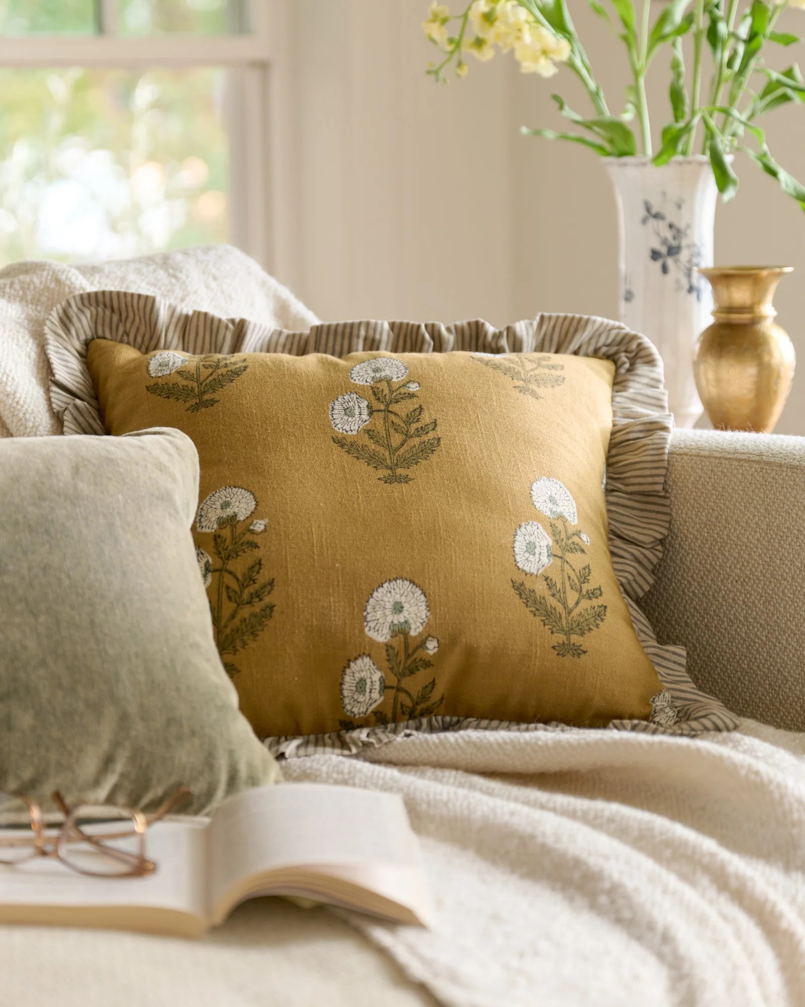 Bonnie Floral Block Printed Pillow | Magnolia
