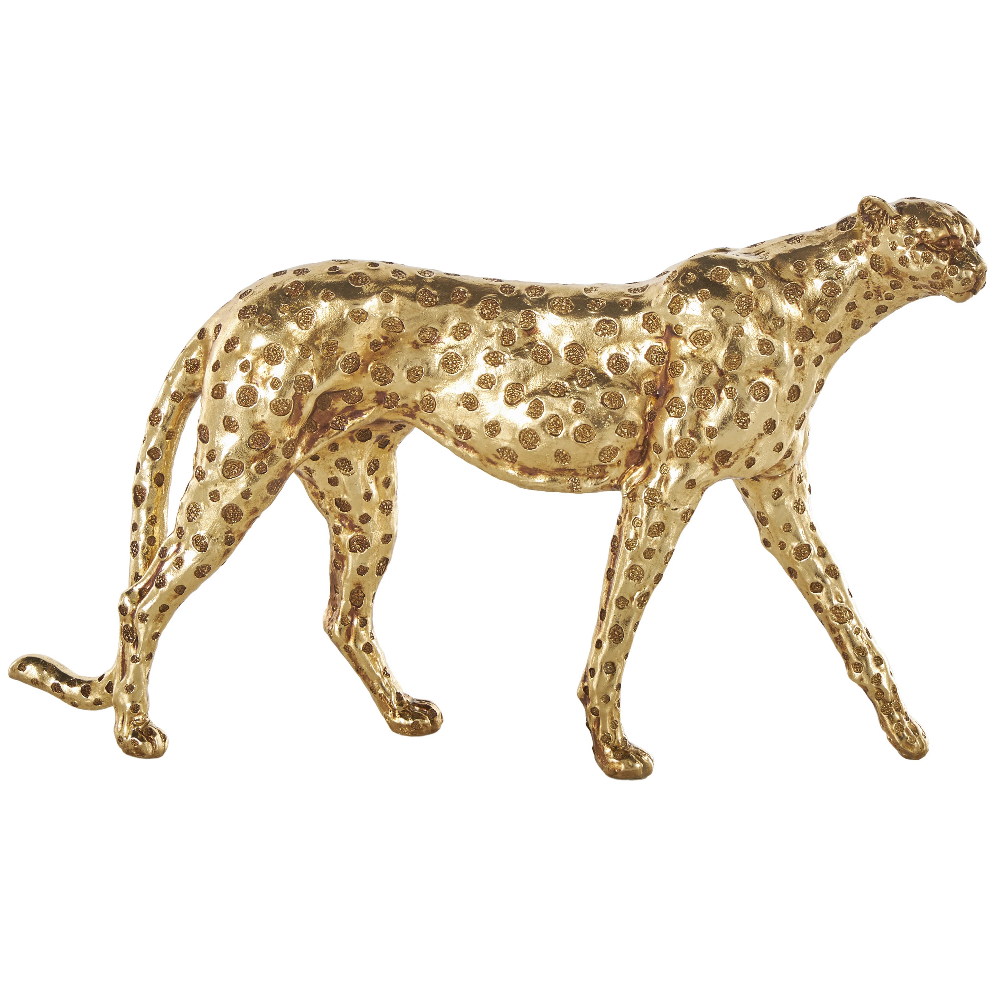 Mercer41 Wardel Resin Walking Leopard Decorative Gold Sculpture with Textured Spots | Wayfair | Wayfair North America