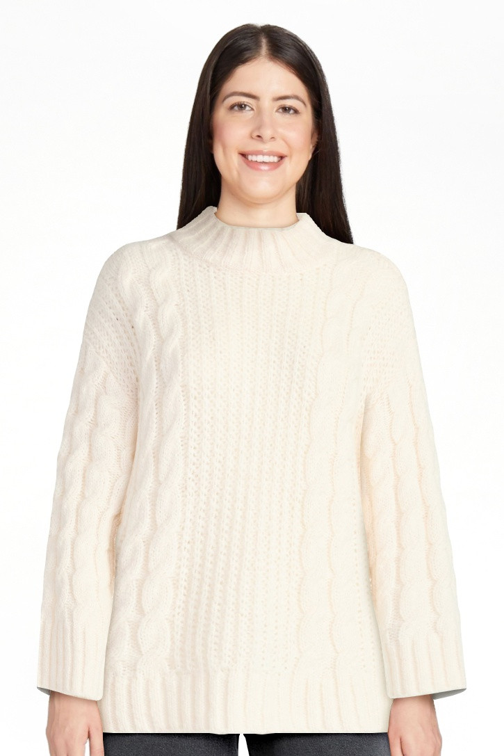 Scoop Women’s Oversized Cable Knit Sweater, Midweight, Size XS-XXL | Walmart (US)