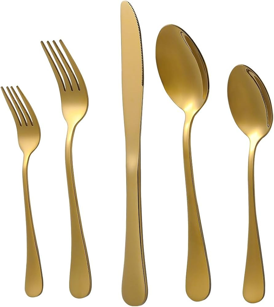 20-piece Gold Silverware Set, Stainless Steel Flatware Set, Cutlery Set For Home Kitchen Restaura... | Amazon (US)