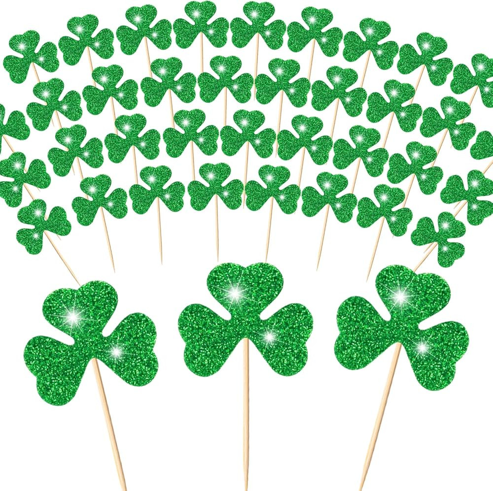50 PCS St Patrick's Day shamrock Toothpicks Green Shamrock picks st patricks day Cupcake Toppers ... | Amazon (US)