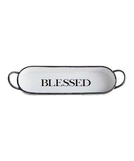 White 'Blessed' Oval Tray | Zulily