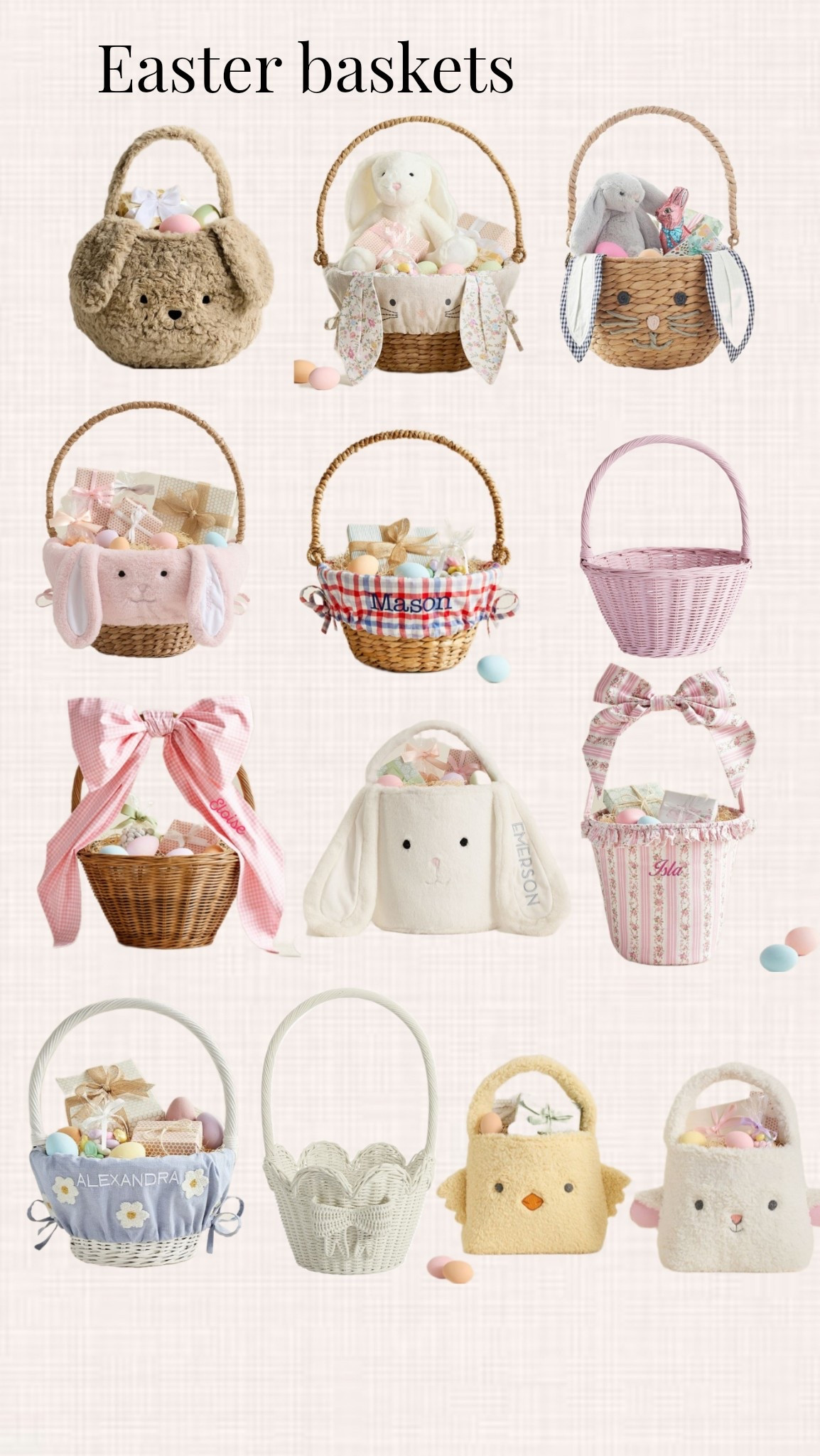 Easter baskets from Pottery Barn.

#LTKKids #LTKspring #LTKspringtrends