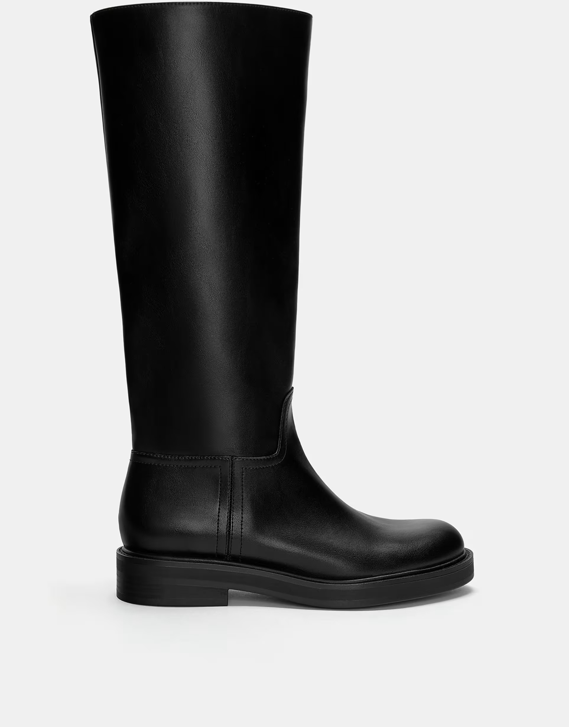 Pull&Bear flat knee high boots in black | ASOS (Global)