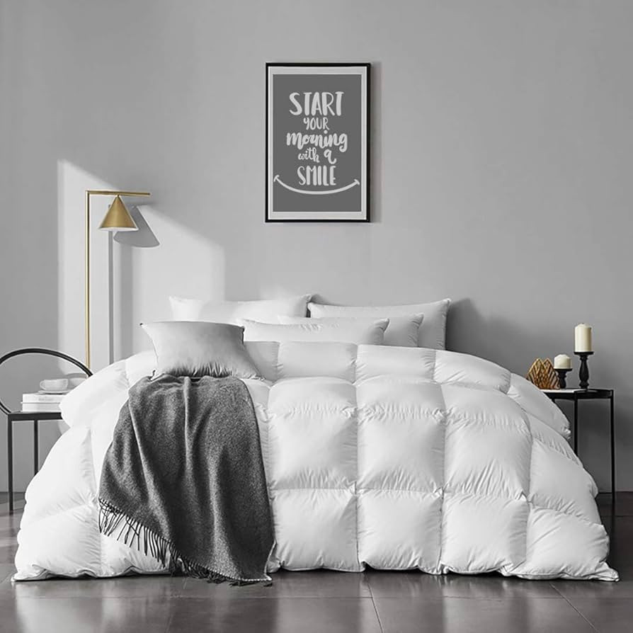 APSMILE King Size Goose Feather Down Comforter - Ultra Soft All Seasons 100% Organic Cotton Feath... | Amazon (US)
