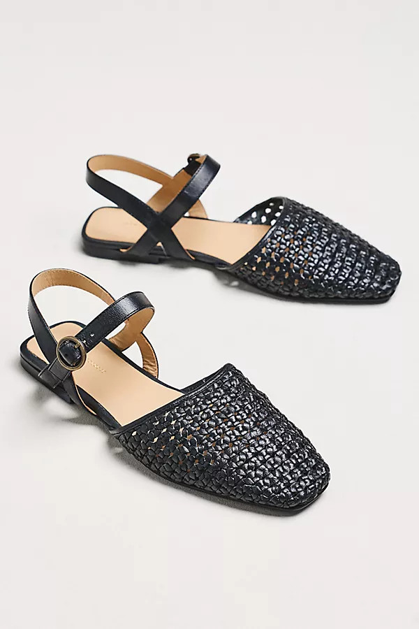 By Anthropologie Woven Leather Ankle Strap Sandals | Anthropologie (US)