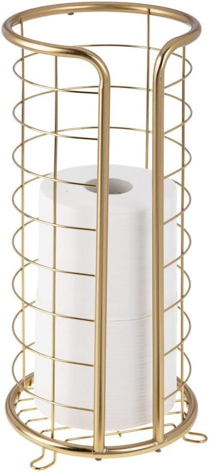 mDesign Metal Free Standing Toilet Paper Organizer Stand, 3 Rolls of Toilet Tissue Storage, Bathr... | Amazon (US)