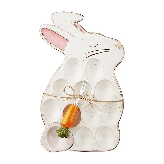 Mud Pie Bunny Deviled Egg Holder, Cream, 13.75" x 8.5" | Amazon (US)