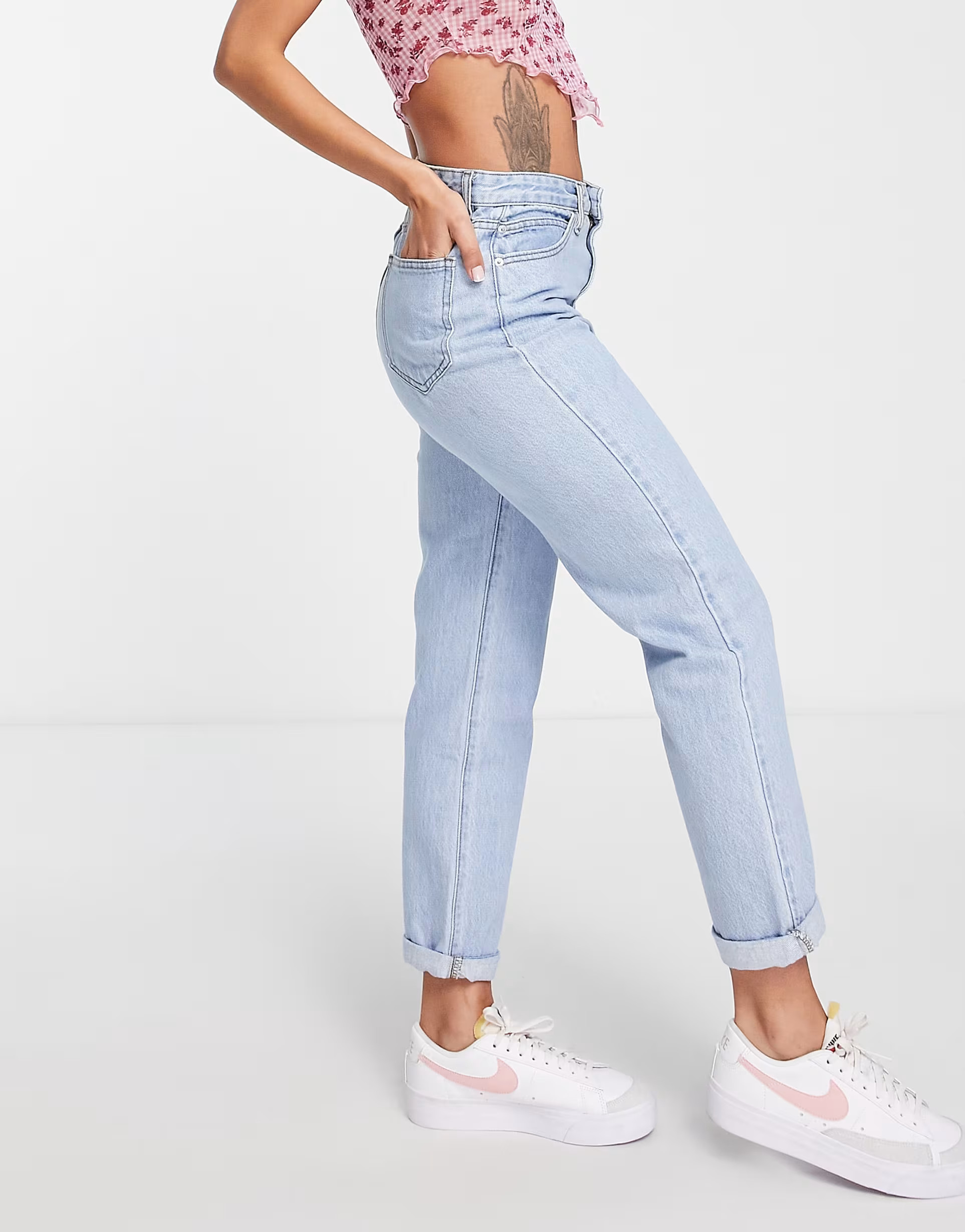 DTT Lou mom jeans in light blue wash | ASOS (Global)