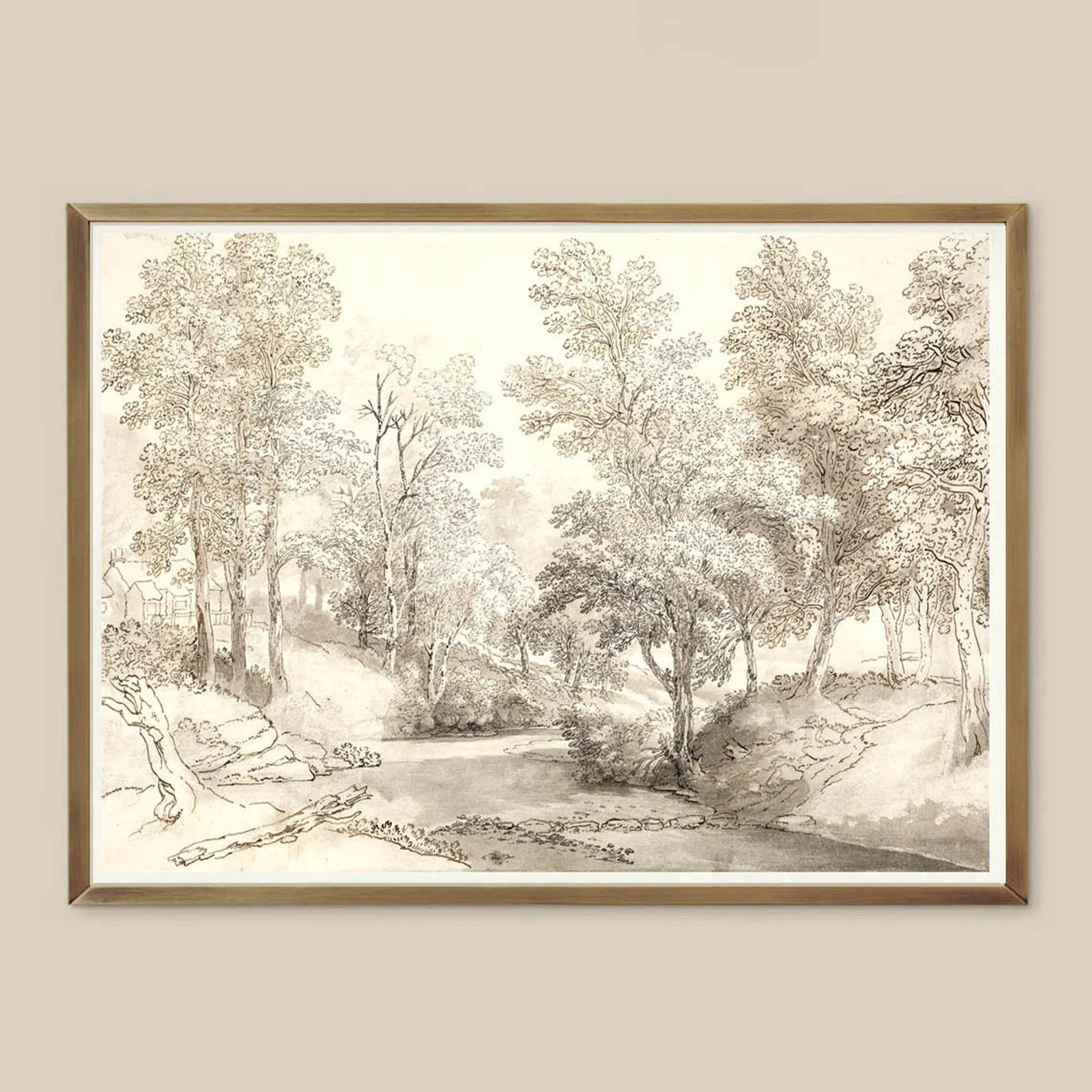Pencil sketch Landscape art print, home decor, landscape decor, vintage drawing, neutral decor, t... | Etsy (US)