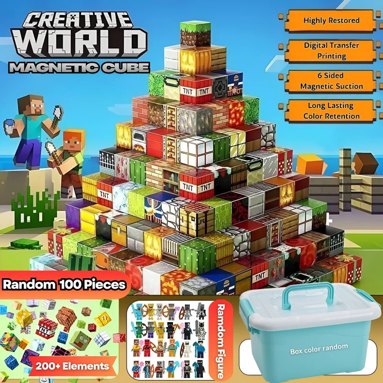 100 PCS Minecraft Magnetic Building Blocks Educational STEM Toys For Kids | Walmart (US)